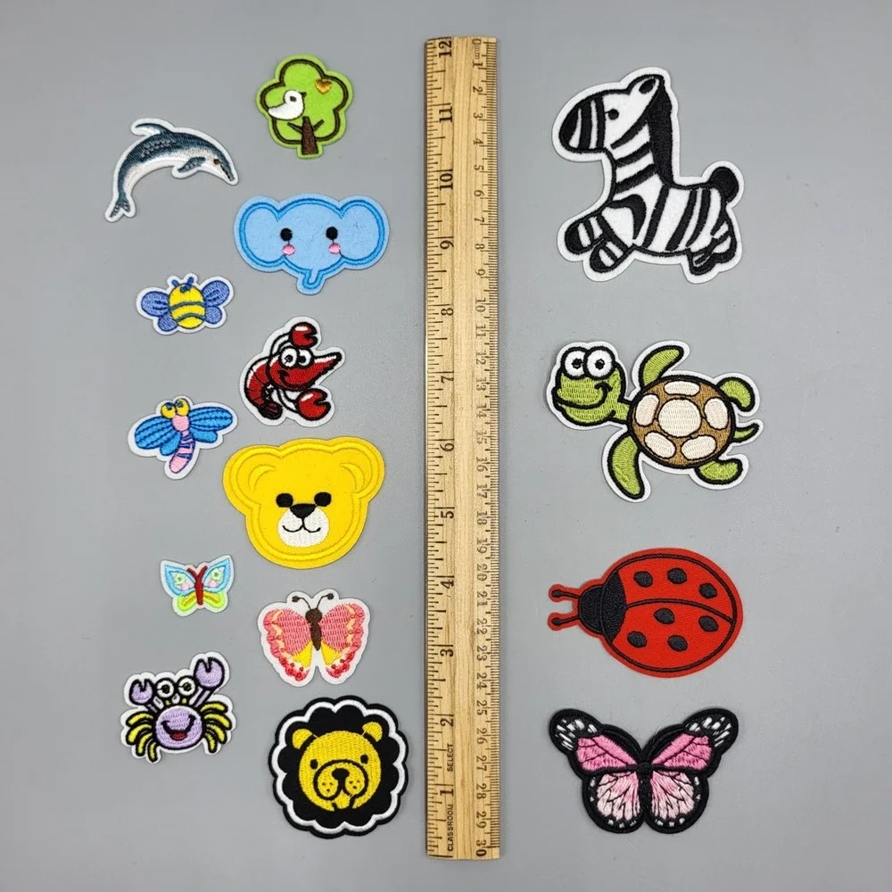 Animal Patches Lot of 15 Embroidered Nature Applique Zebra Ladybug BirdTurtle